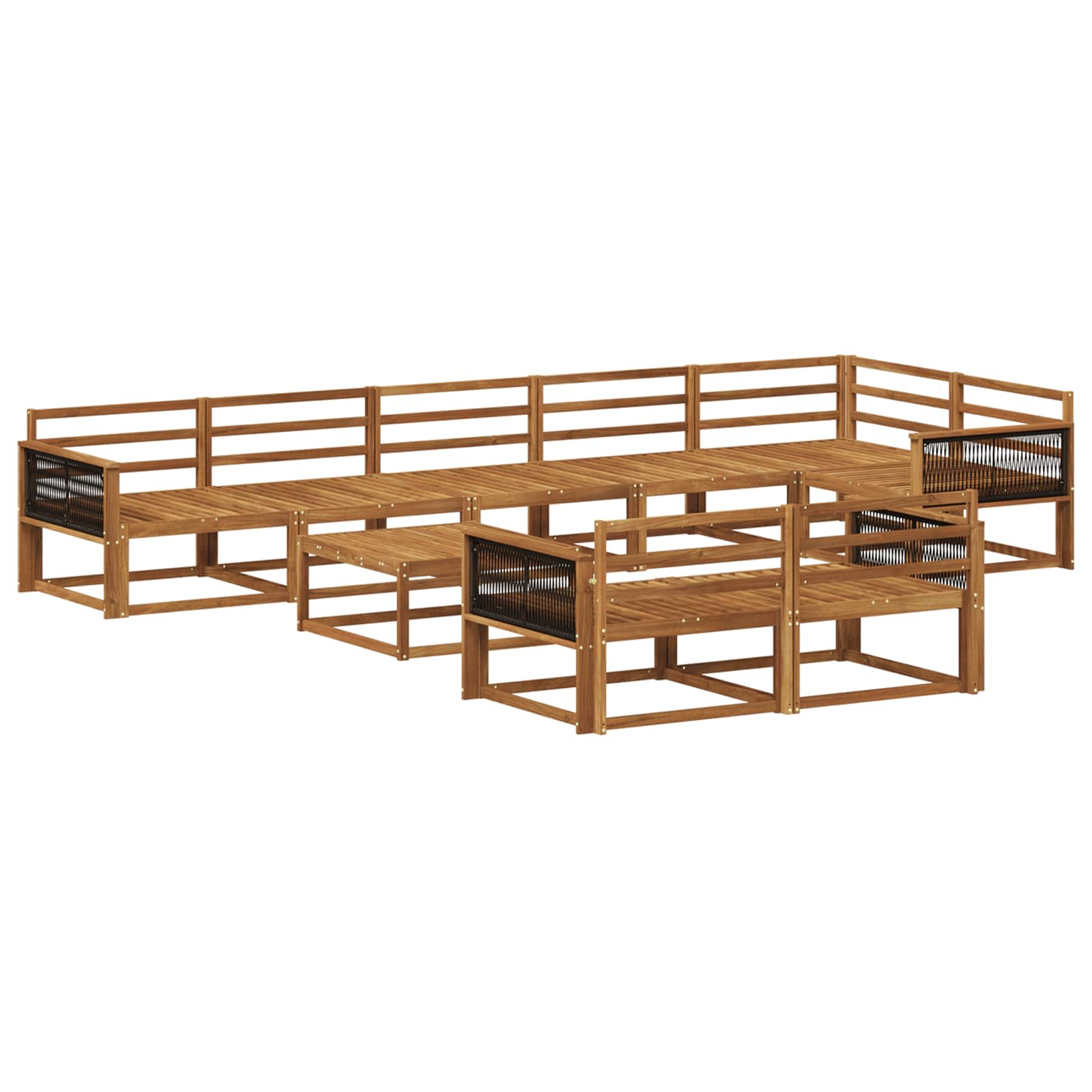 Buiten bankenset 9 pcs Naturel Massief Acaciahout image 1