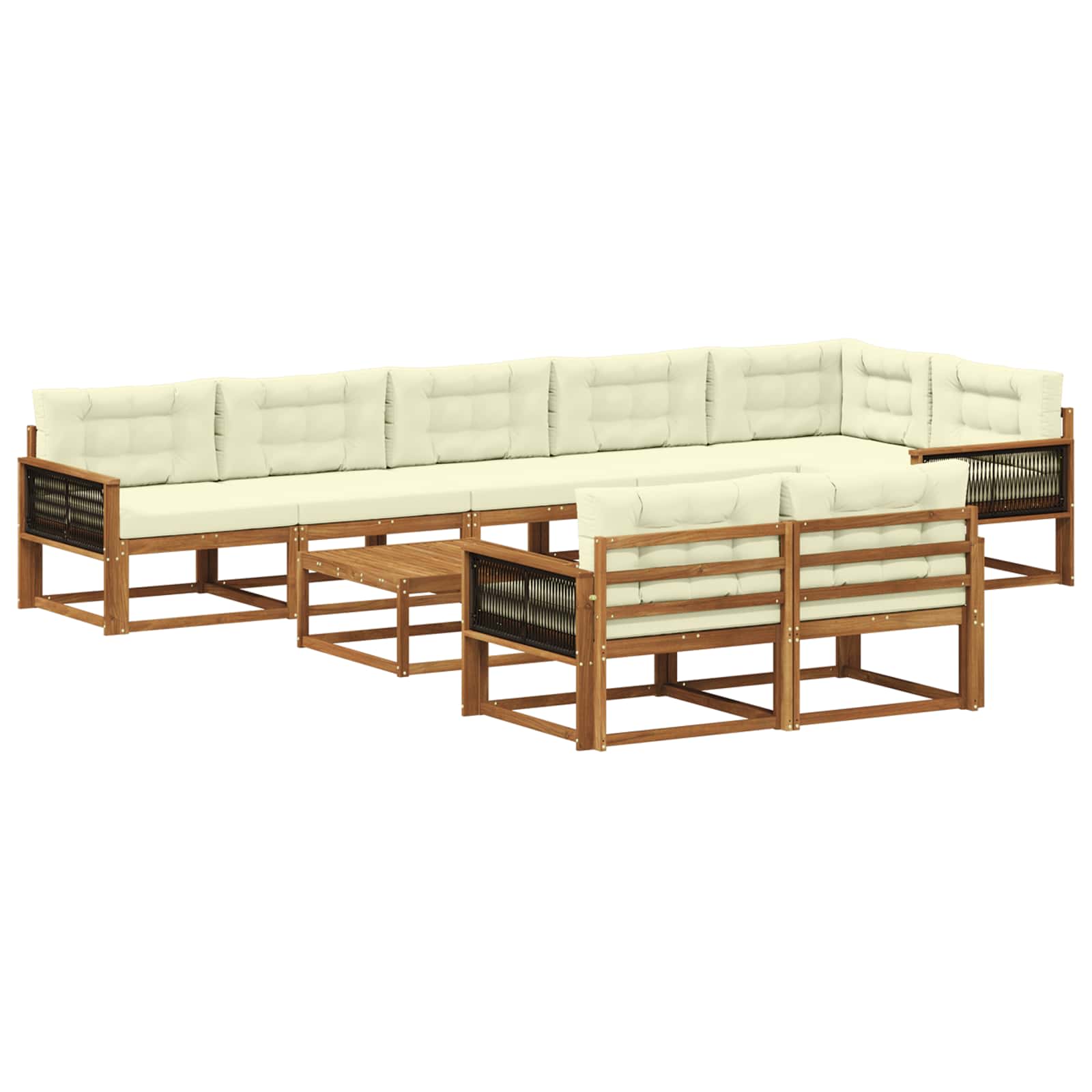 vidaXL Set de canapele de exterior cu pernă 9 pcs Natural și Crem