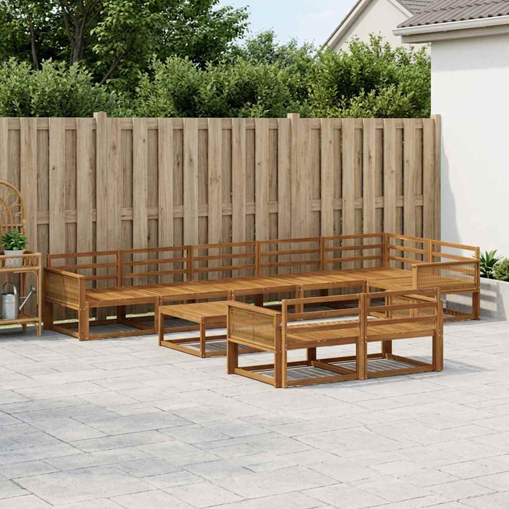 vidaXL Set de canapele de exterior 9 pcs natural Lemn Solid de Acacia