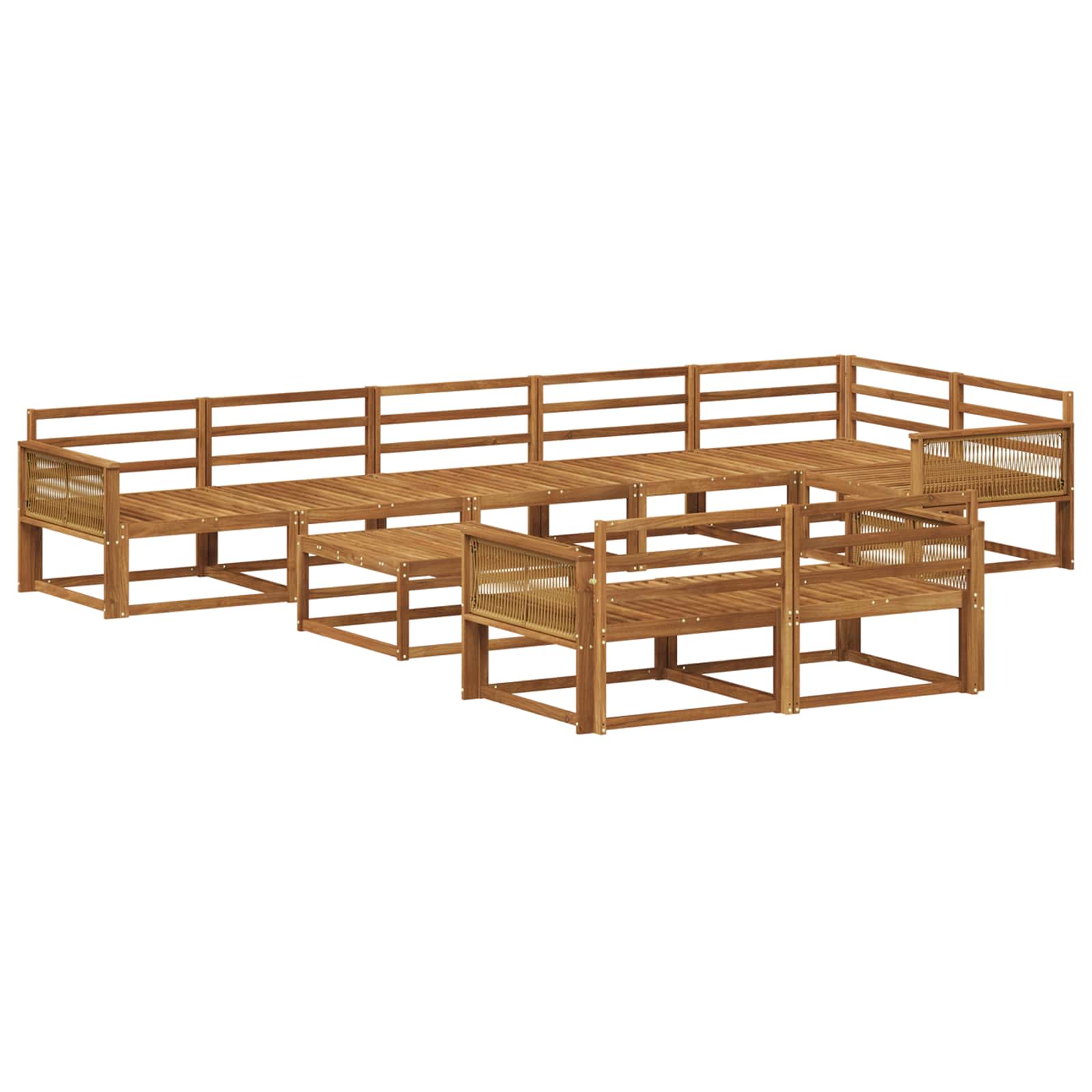 Buiten bankenset 9 pcs Naturel Massief Acaciahout image 1