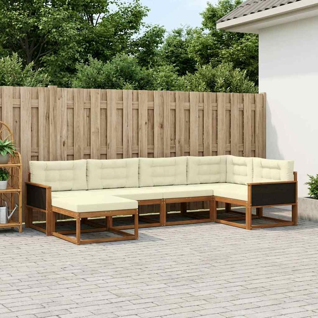 vidaXL Set de canapele de exterior cu pernă 6 pcs Natural și Crem