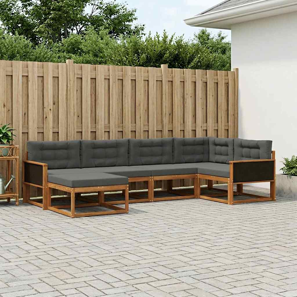 vidaXL Set de canapele de exterior cu pernă 6 pcs Natural și Antracit