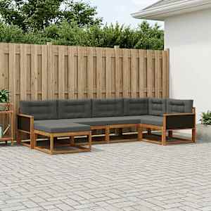Zunanja garnitura za sedenje 6 pcs Naravna in antracitna