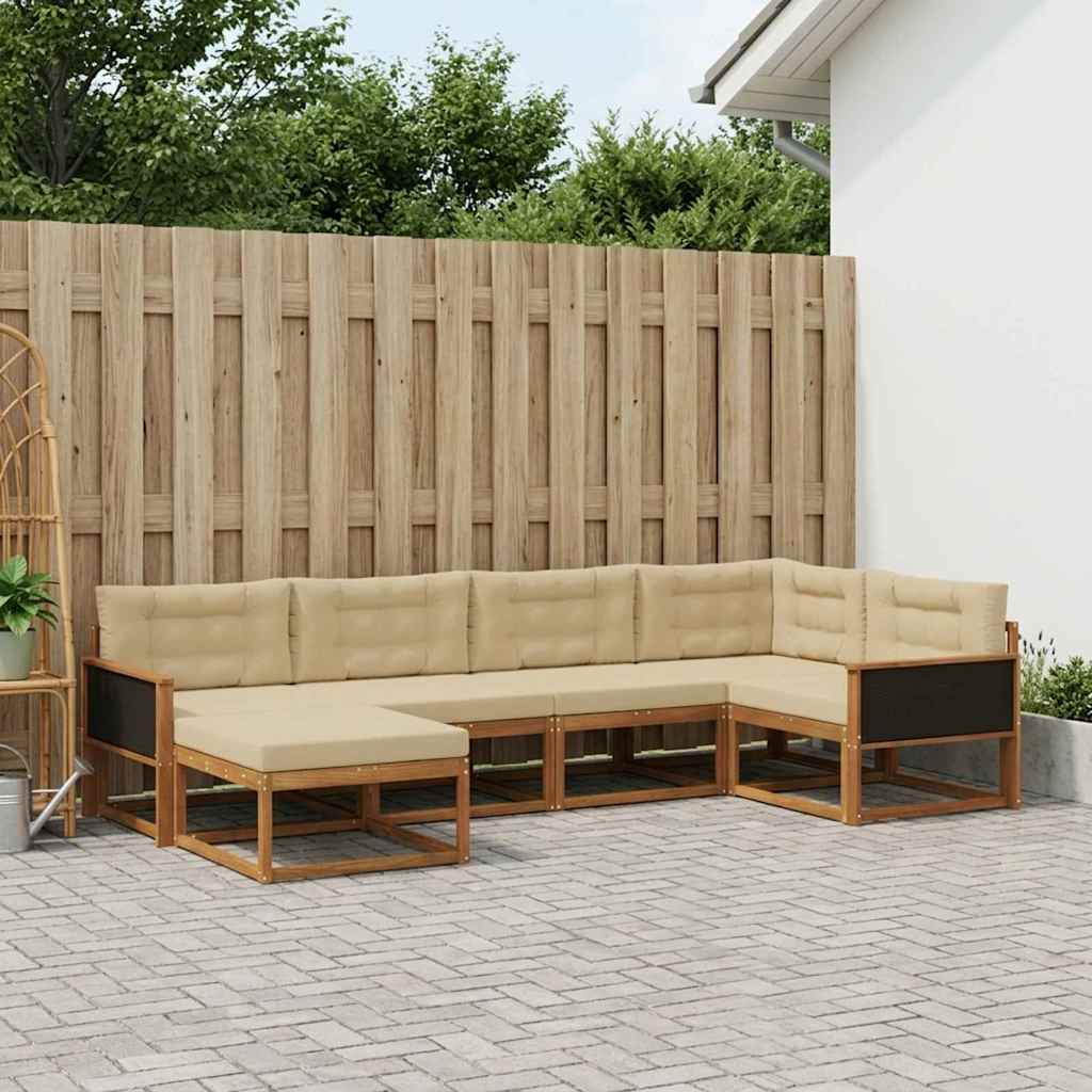 vidaXL Set de canapele de exterior cu pernă 6 pcs Natural și Bej