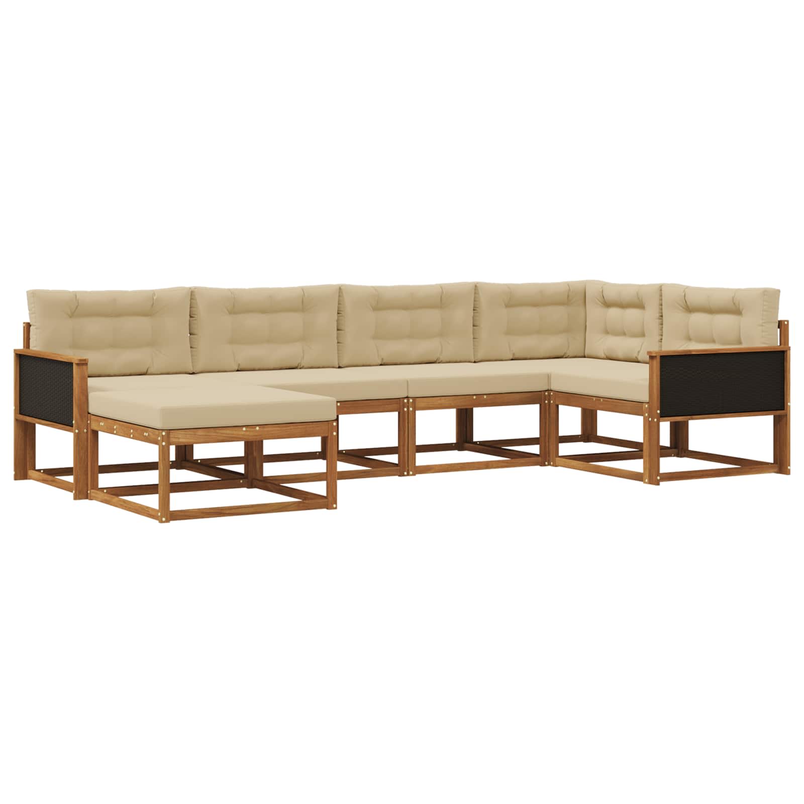 vidaXL Set de canapele de exterior cu pernă 6 pcs Natural și Bej