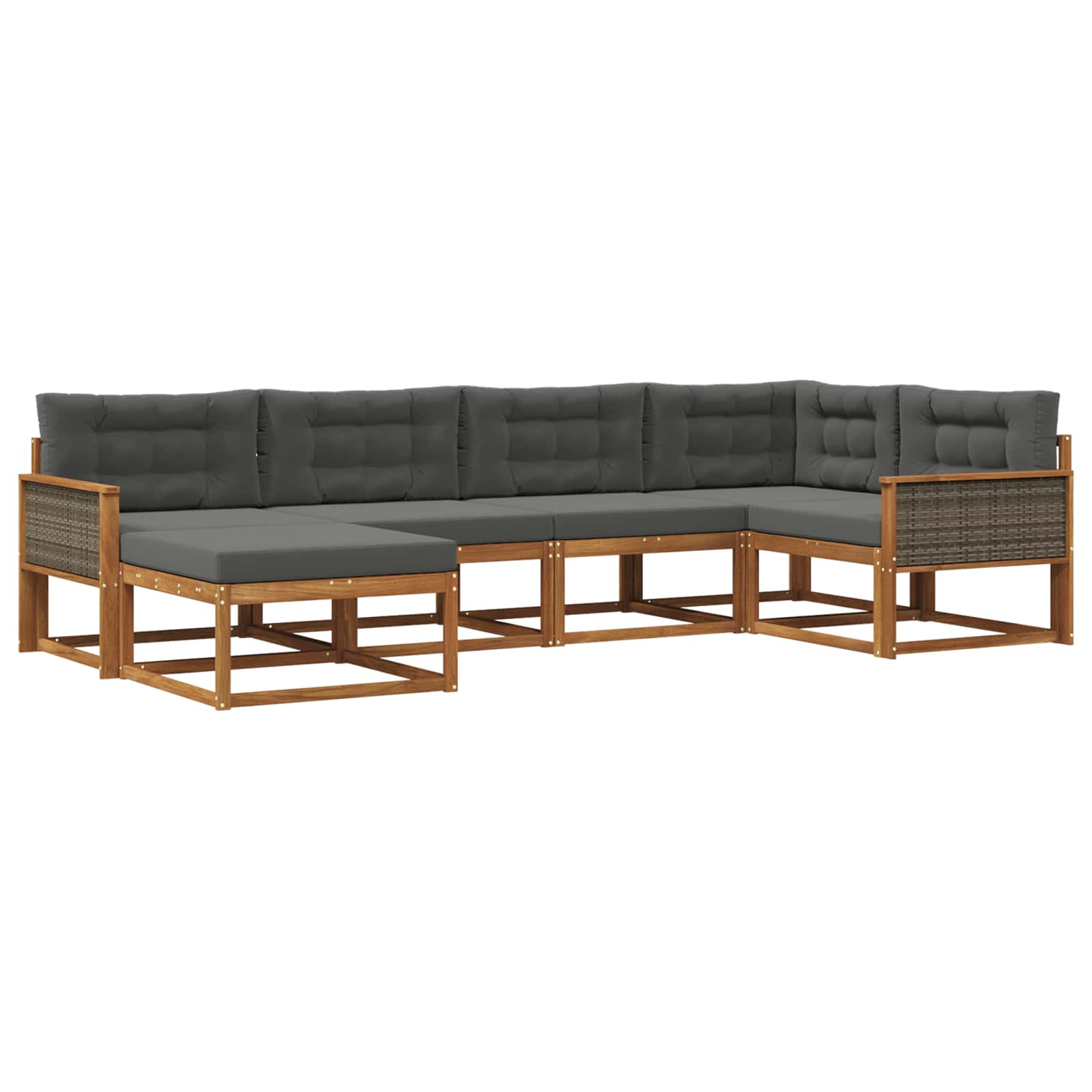 vidaXL Set de canapele de exterior cu pernă 6 pcs Natural și Antracit