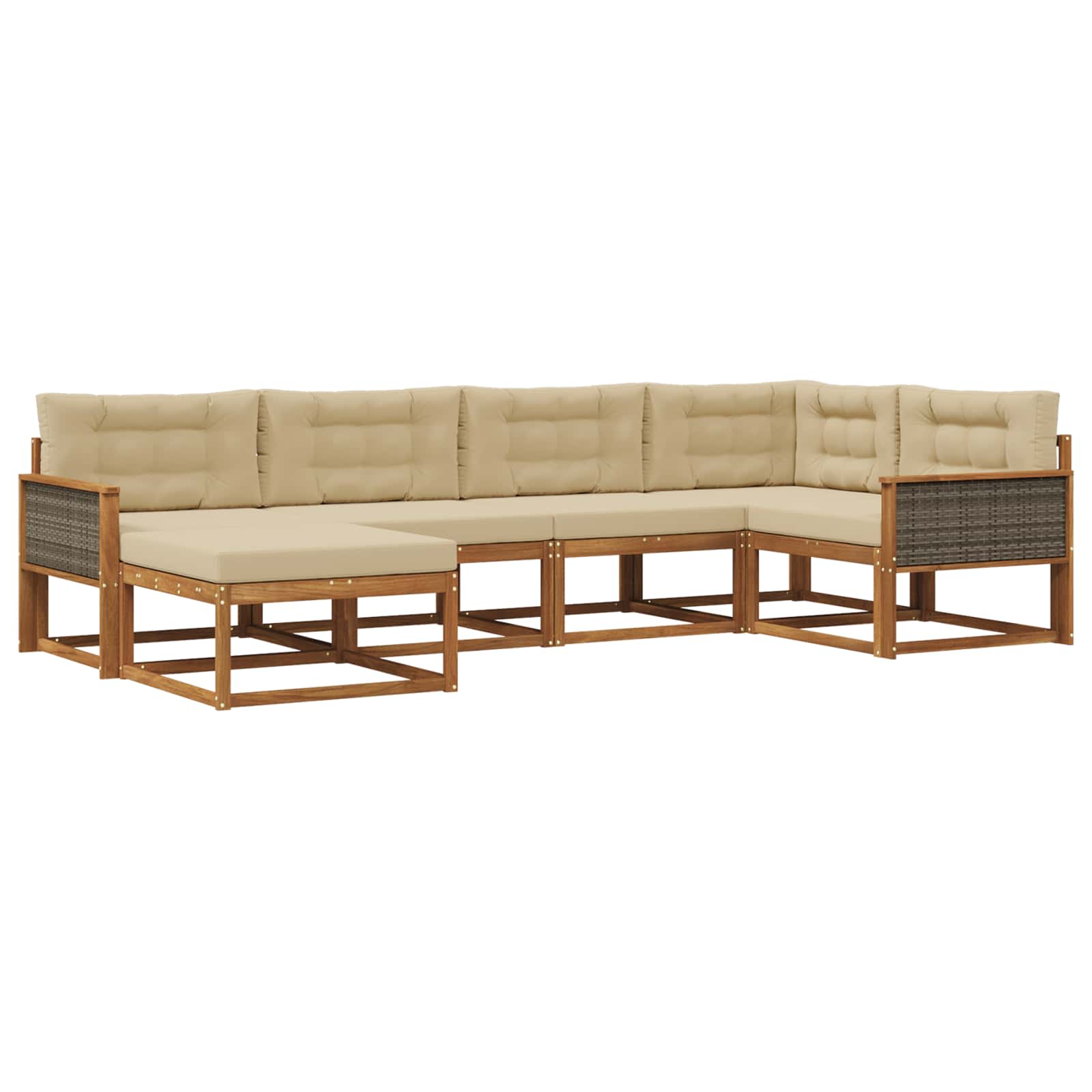 vidaXL Set de canapele de exterior cu pernă 6 pcs Natural și Bej