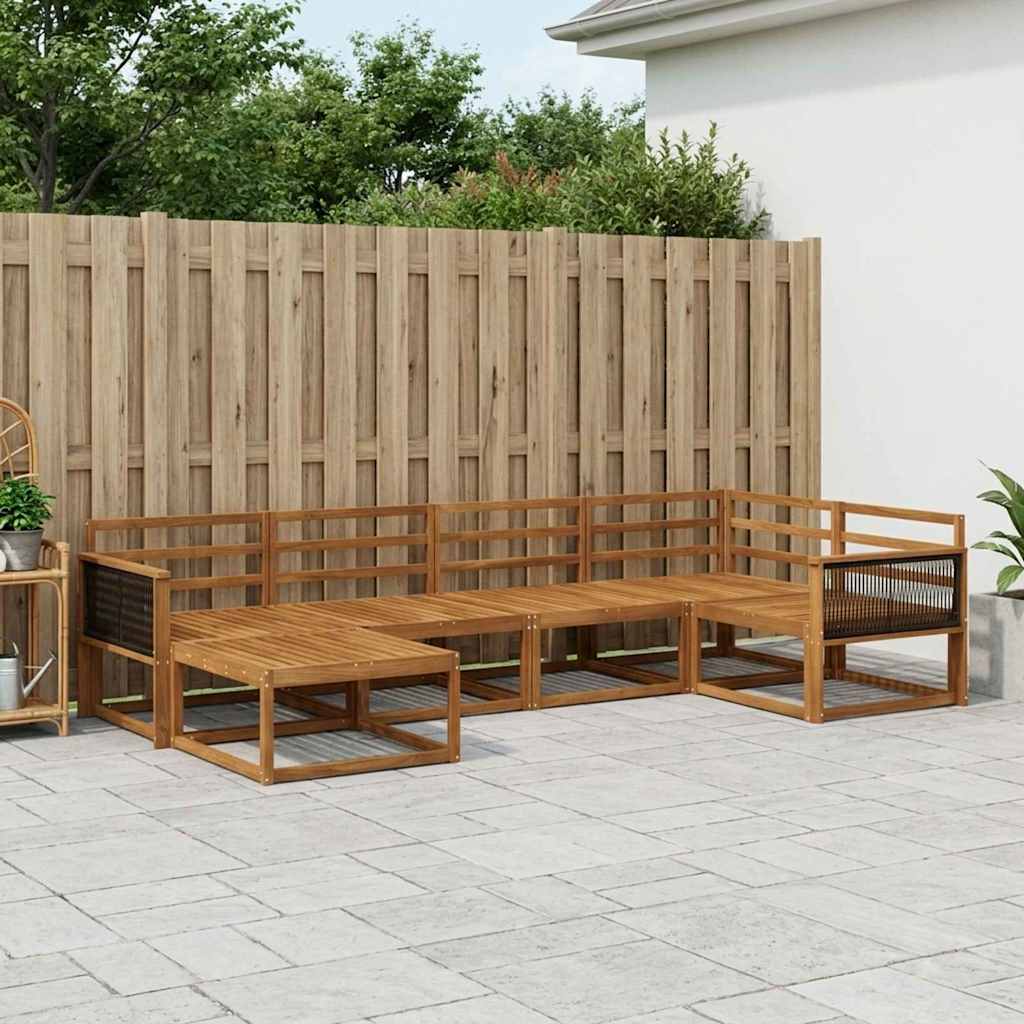 Buiten bankenset 6 pcs Naturel Massief Acaciahout image 1