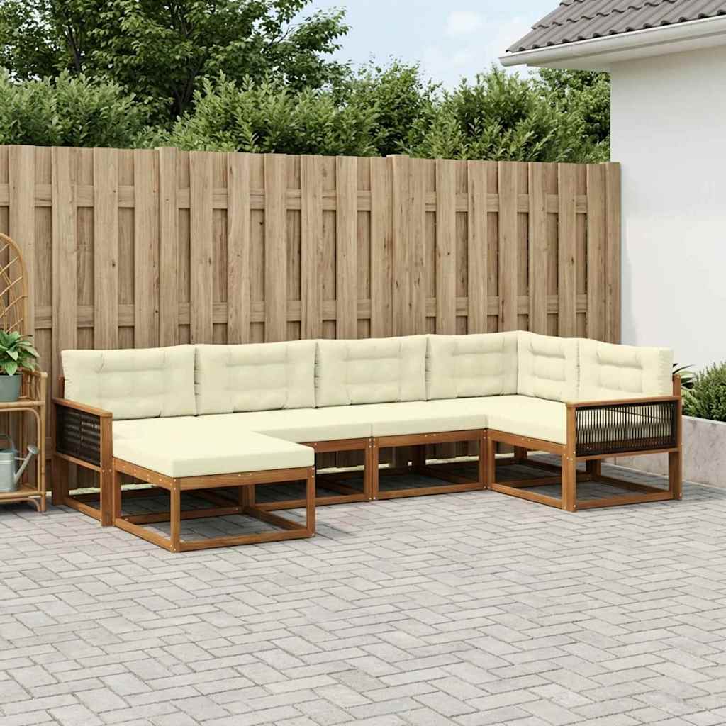 vidaXL Set de canapele de exterior cu pernă 6 pcs Natural și Crem