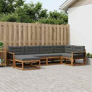 Zunanja garnitura za sedenje 6 pcs Naravna in antracitna