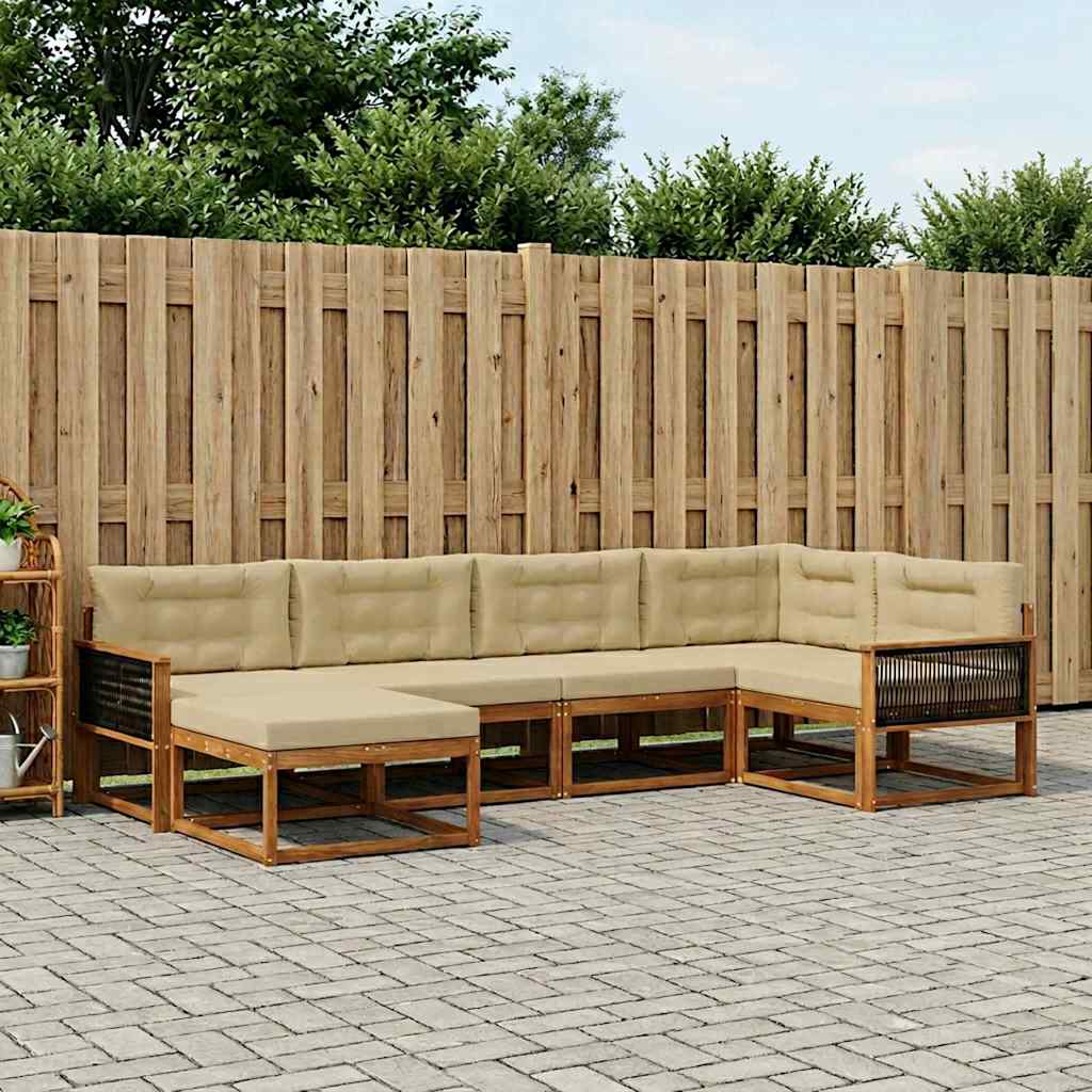 vidaXL Set de canapele de exterior cu pernă 6 pcs Natural și Bej