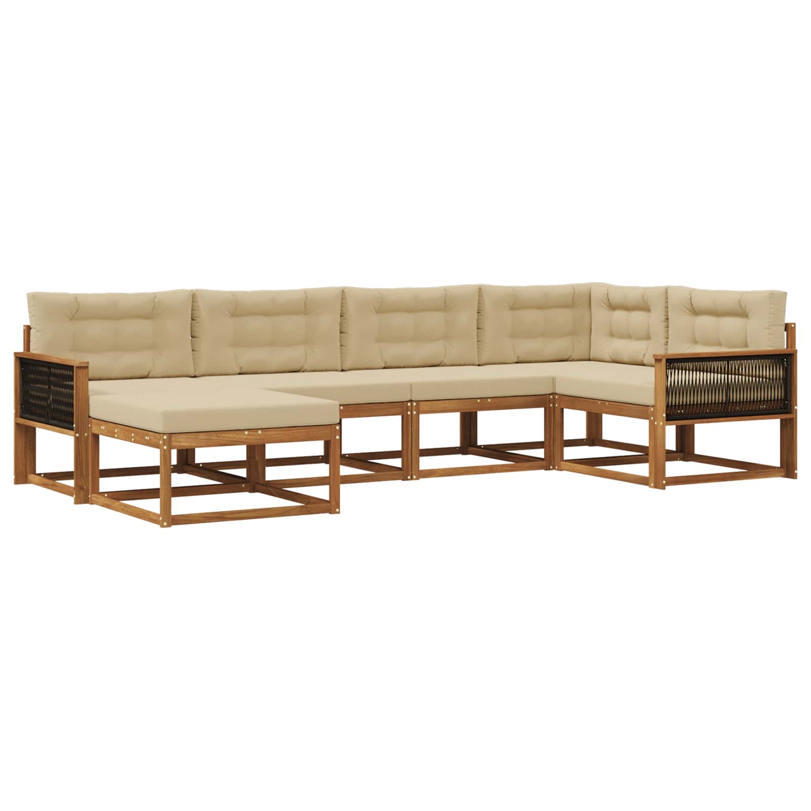 vidaXL Set de canapele de exterior cu pernă 6 pcs Natural și Bej