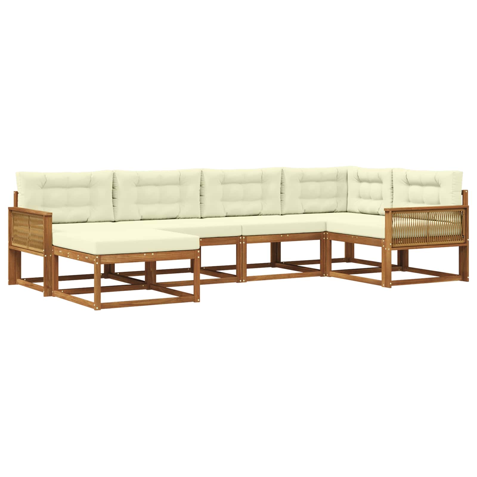 vidaXL Set de canapele de exterior cu pernă 6 pcs Natural și Crem