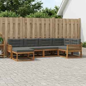 Zunanja garnitura za sedenje 6 pcs Naravna in antracitna