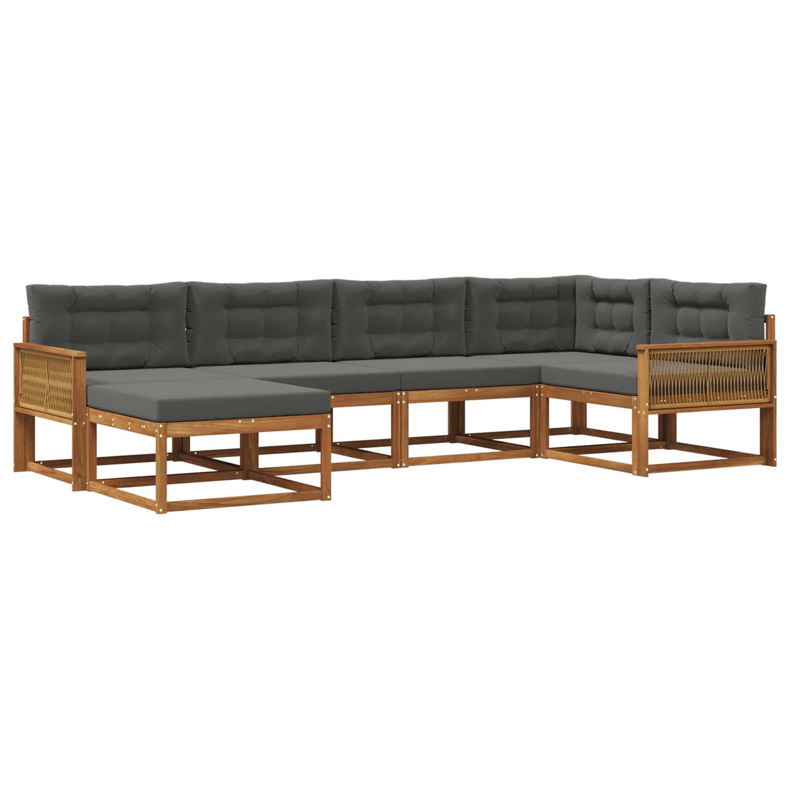 vidaXL Set de canapele de exterior cu pernă 6 pcs Natural și Antracit