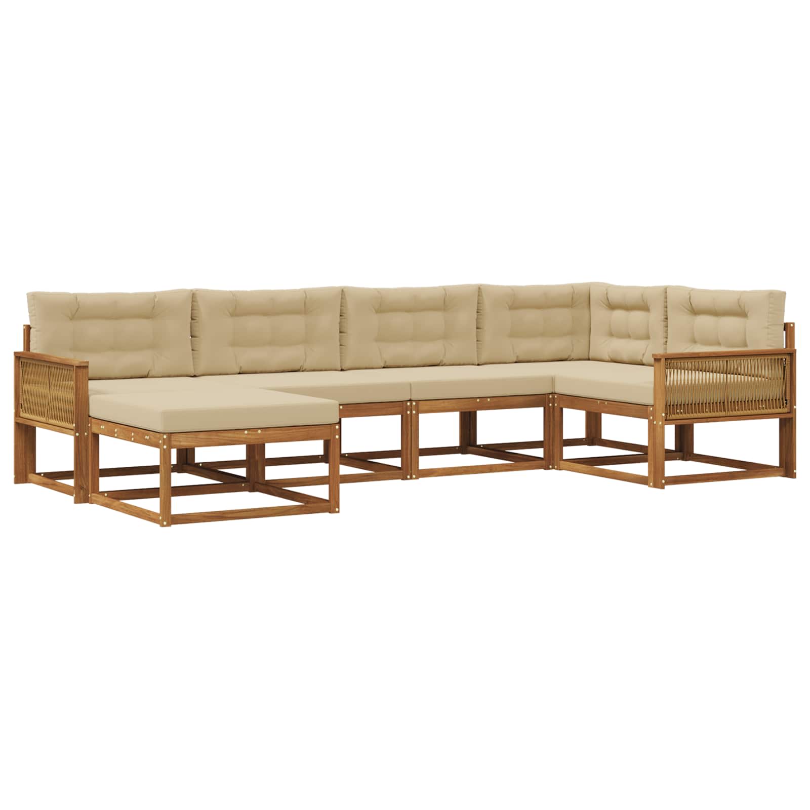 vidaXL Set de canapele de exterior cu pernă 6 pcs Natural și Bej