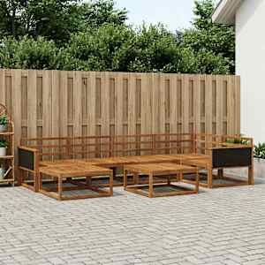 Zunanja garnitura za sedenje 7 pcs Naravna Masiven les akacije