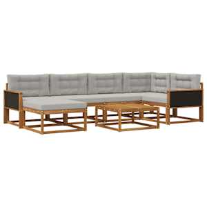 Zunanja garnitura za sedenje 7 pcs Naravna in svetlo siva