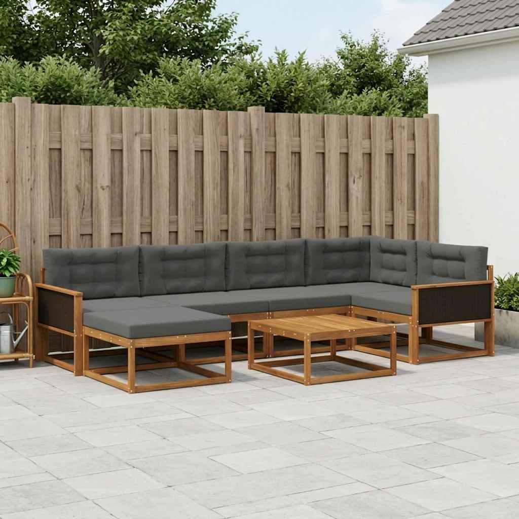 vidaXL Set de canapele de exterior cu pernă 7 pcs Natural și Antracit