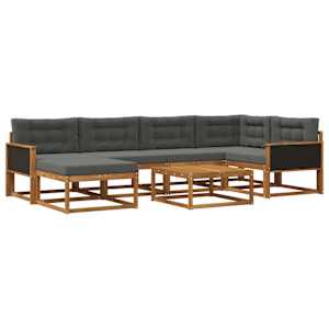 Zunanja garnitura za sedenje 7 pcs Naravna in antracitna