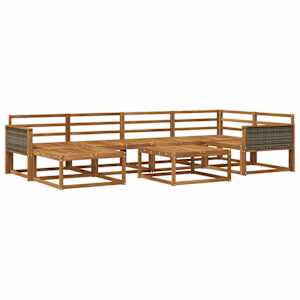 Zunanja garnitura za sedenje 7 pcs Naravna Masiven les akacije