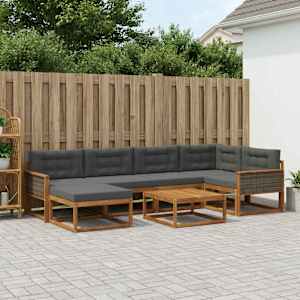 Zunanja garnitura za sedenje 7 pcs Naravna in antracitna