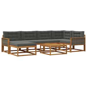 Zunanja garnitura za sedenje 7 pcs Naravna in antracitna