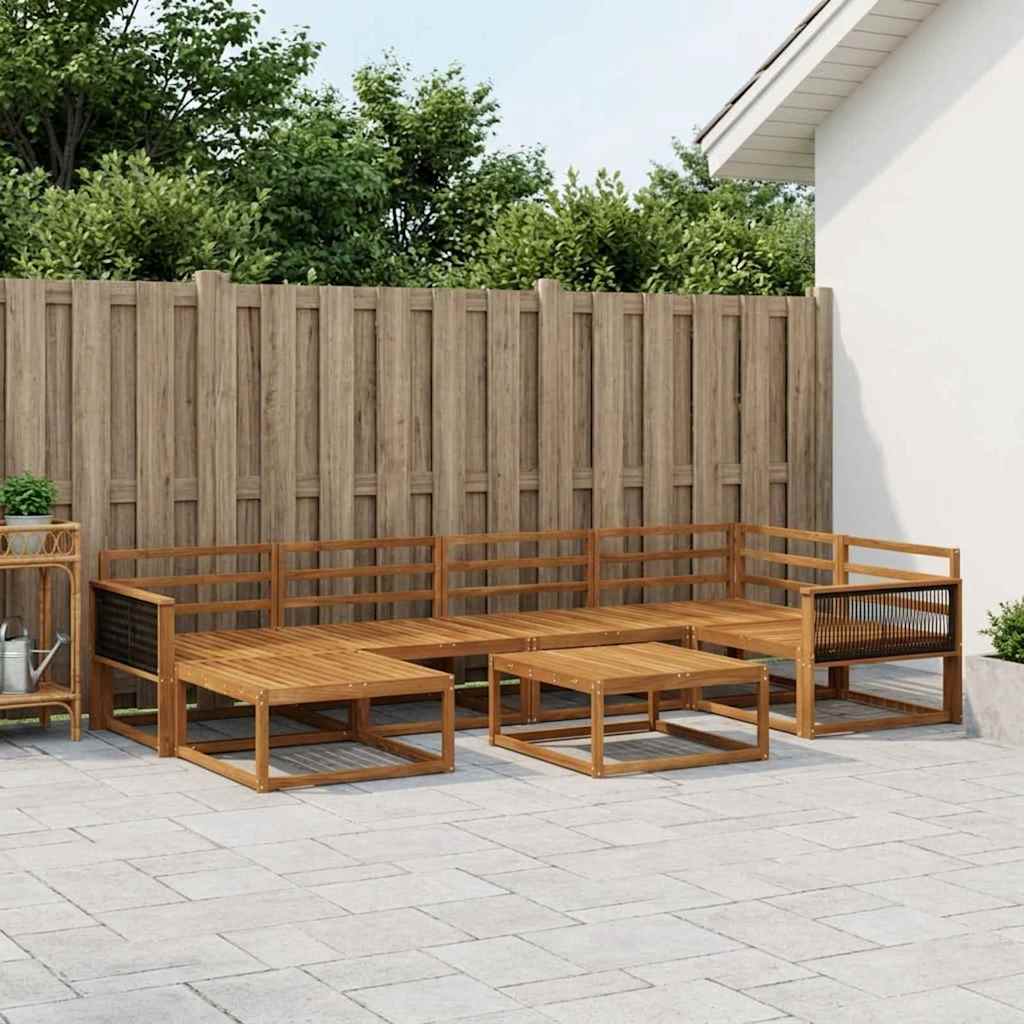 vidaXL Set de canapele de exterior 7 pcs natural Lemn Solid de Acacia
