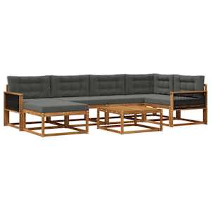 Zunanja garnitura za sedenje 7 pcs Naravna in antracitna