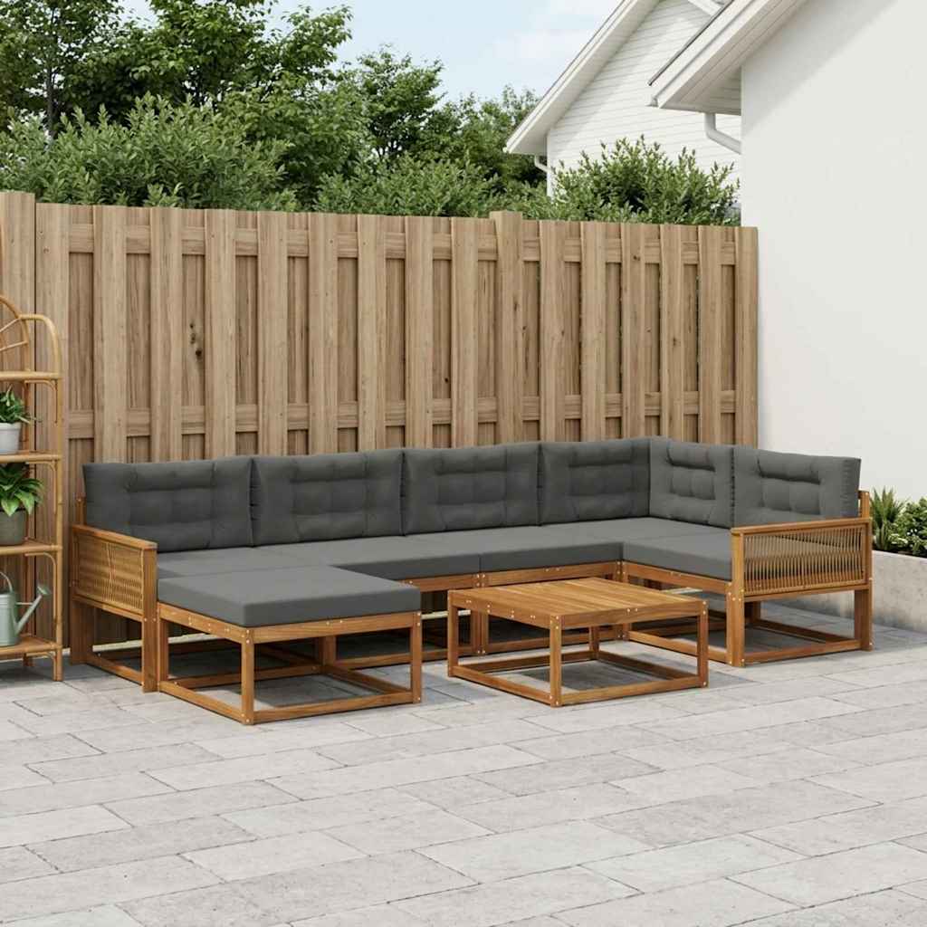 vidaXL Set de canapele de exterior cu pernă 7 pcs Natural și Antracit