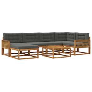 Zunanja garnitura za sedenje 7 pcs Naravna in antracitna