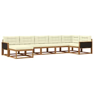 Zunanja garnitura za sedenje z blazino 7 pcs Naravna in smetana