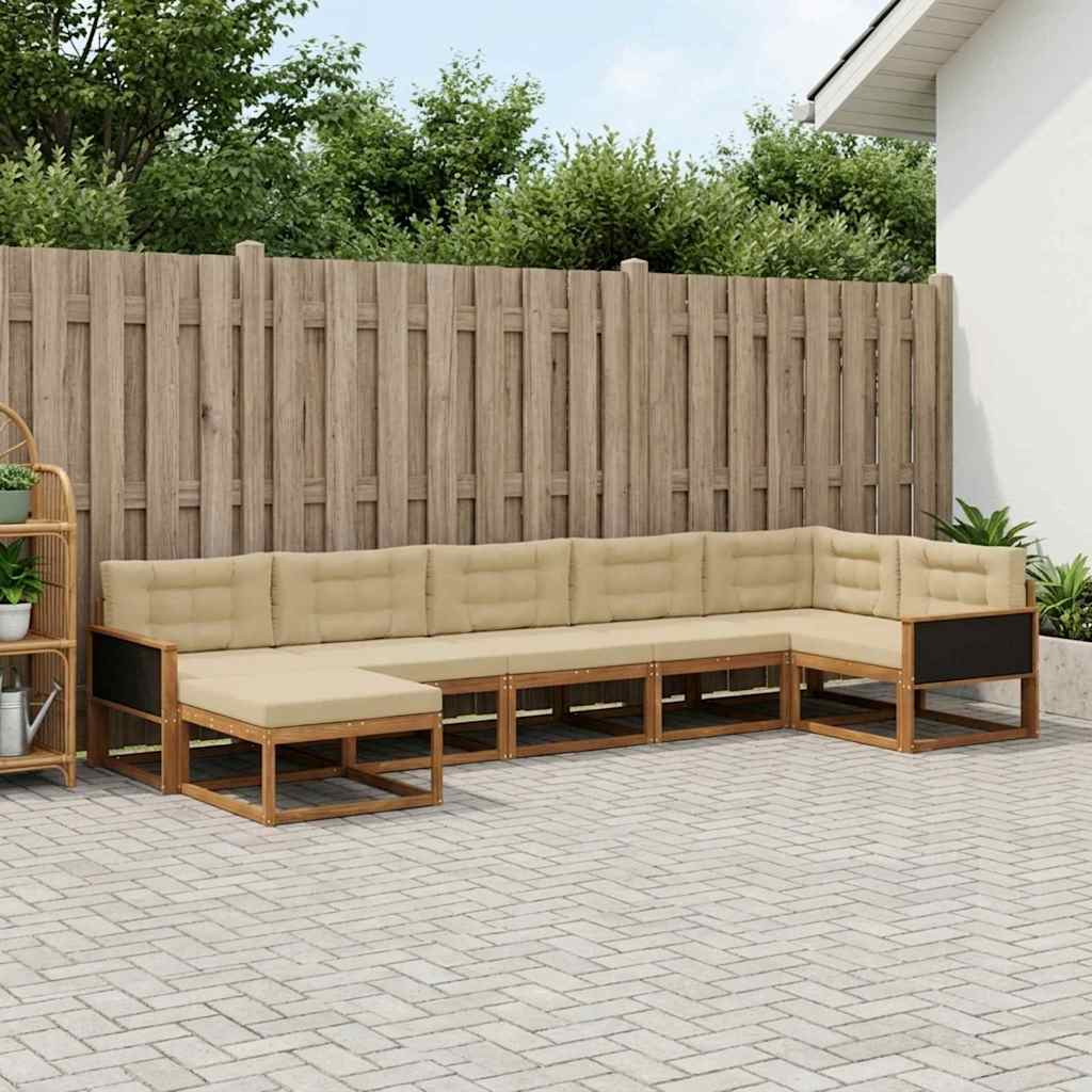 vidaXL Set de canapele de exterior cu pernă 7 pcs Natural și Bej