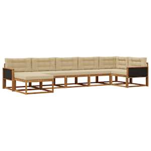 Zunanja garnitura za sedenje z blazino 7 pcs Naravna in bež