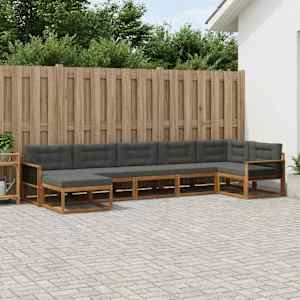 Zunanja garnitura za sedenje 7 pcs Naravna in antracitna