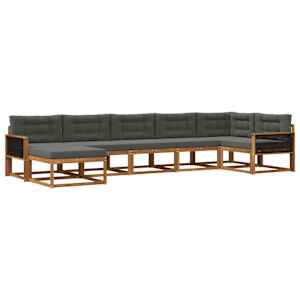 Zunanja garnitura za sedenje 7 pcs Naravna in antracitna