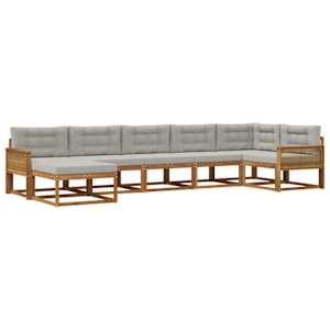 Zunanja garnitura za sedenje 7 pcs Naravna in svetlo siva