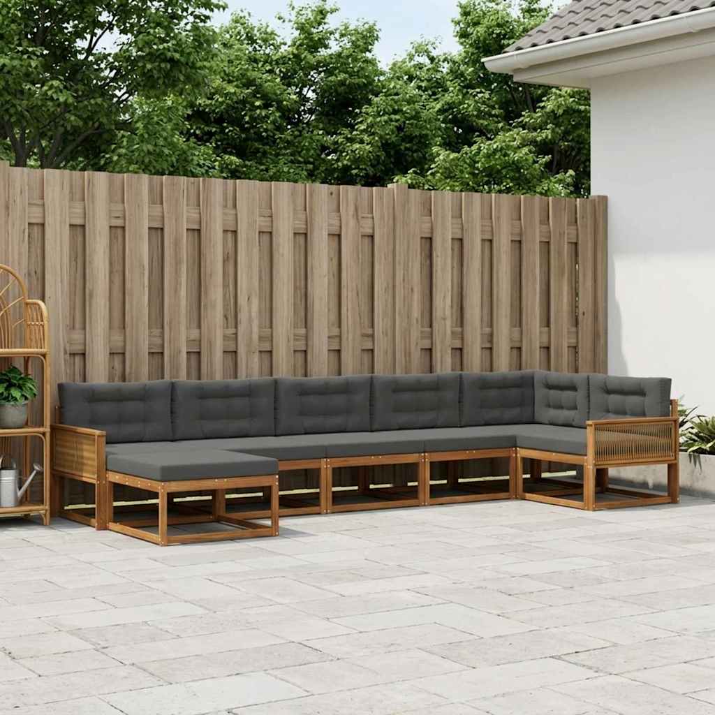vidaXL Set de canapele de exterior cu pernă 7 pcs Natural și Antracit