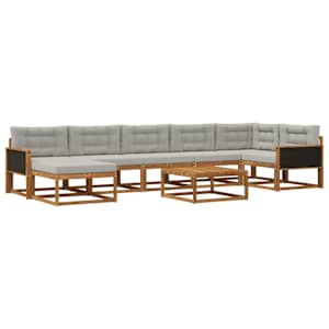 Zunanja garnitura za sedenje 8 pcs Naravna in svetlo siva