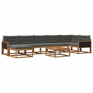 Zunanja garnitura za sedenje 8 pcs Naravna in antracitna