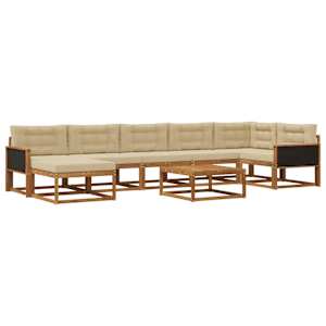 Zunanja garnitura za sedenje z blazino 8 pcs Naravna in bež