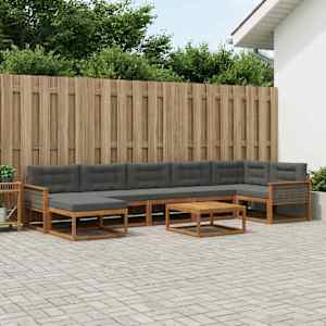 Zunanja garnitura za sedenje 8 pcs Naravna in antracitna