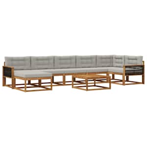 Zunanja garnitura za sedenje 8 pcs Naravna in svetlo siva
