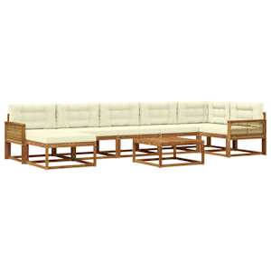 Zunanja garnitura za sedenje z blazino 8 pcs Naravna in smetana
