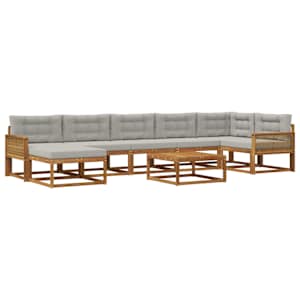 Zunanja garnitura za sedenje 8 pcs Naravna in svetlo siva