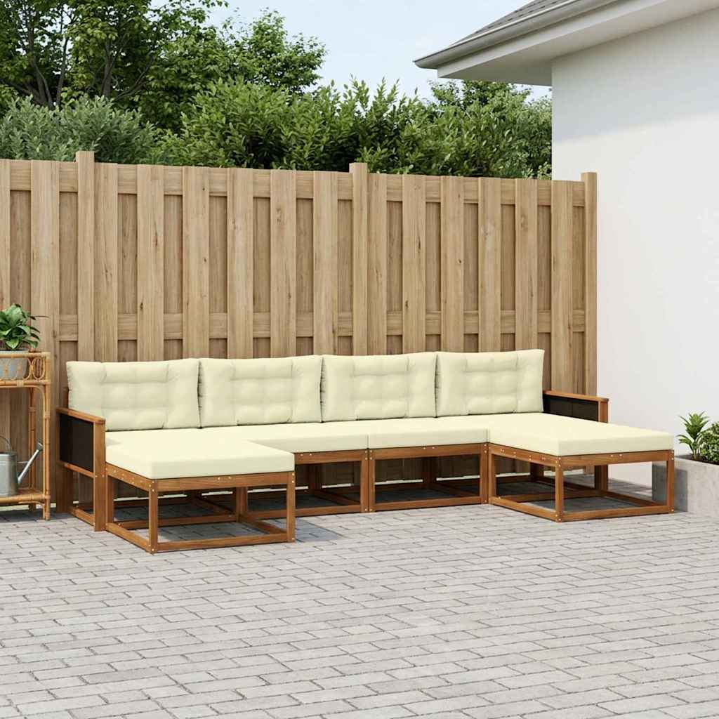 vidaXL Set de canapele de exterior cu pernă 6 pcs Natural și Crem