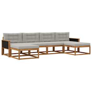 Zunanja garnitura za sedenje 6 pcs Naravna in svetlo siva