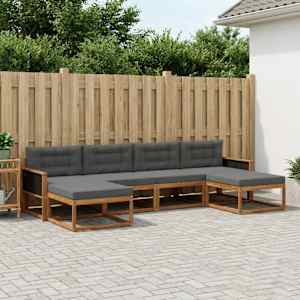 Zunanja garnitura za sedenje 6 pcs Naravna in antracitna