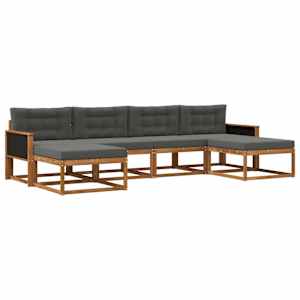 Zunanja garnitura za sedenje 6 pcs Naravna in antracitna