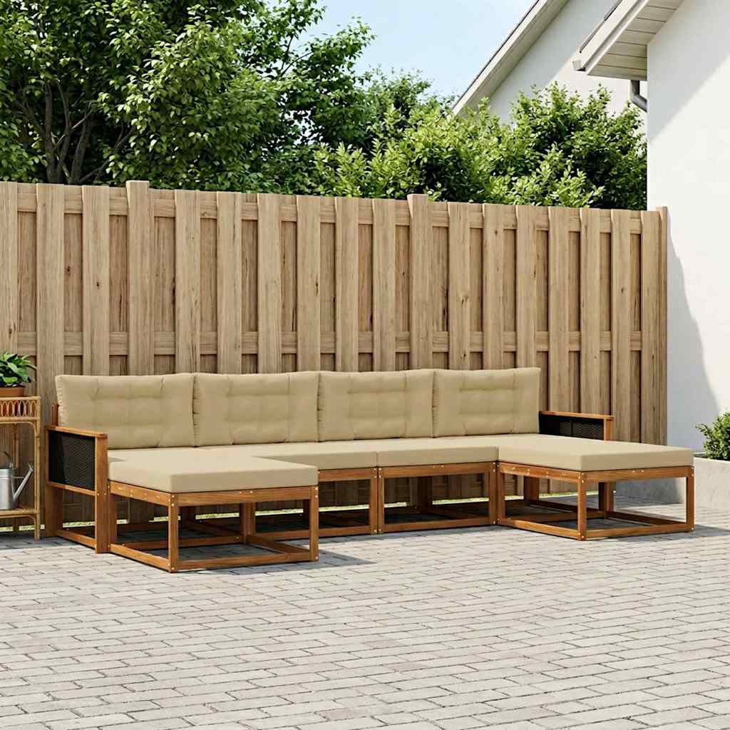 vidaXL Set de canapele de exterior cu pernă 6 pcs Natural și Bej